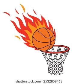 Tiro de basquete do Fiery passando pela ilustração do aro