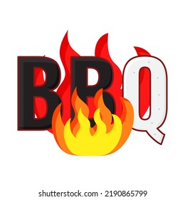 Fiery BBQ Text Against White Background.