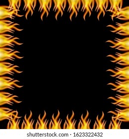 fiery black frame window on fire