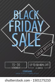 Fiery black friday sale design. Flyer template - Vector