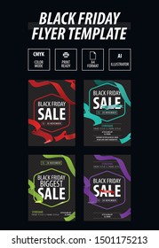 Fiery black friday sale design. Flyer template - Vector