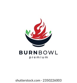 fiery bowl for restaurant logo and spicy food 