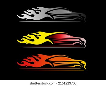 fiery car logo design. Fast speed with a fiery trail Stock Vector. Aauto garage logo design template.