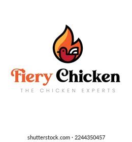 fiery chicken logo template, red chicken business logo, fire and chicken logo design, hot chicken