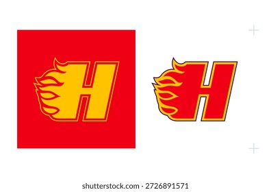 Fiery Competition H-Logo with Z-Initial and Flame. Isolated on white background.