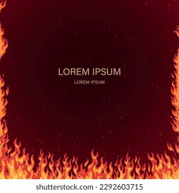 Fiery Kopienraum bunter Poster für Ihre Werbetext über Flammen und Funken, die von Campfeuer-Vektorgrafik fliegen