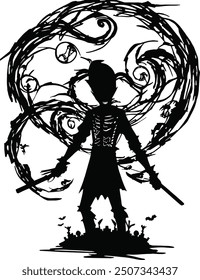 Fiery Demon – Intense Evil ghost Silhouette Art