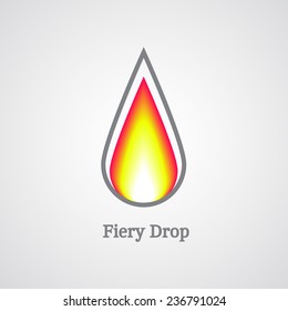 Fiery drop logo. Vector fire icon illustration.