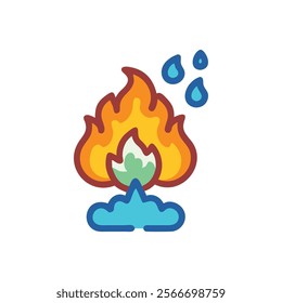 Fiery Elemental Icon Illustration Design