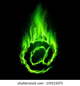 Fiery e-mail sign in green on black background.