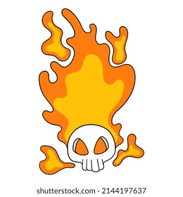 fiery evil skull is angry spirit, vector illustration art. doodle icon image kawaii.