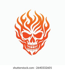 Fiery fire Skull logo Design