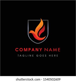 Fiery Flame Bird Emblem Badge Logo
