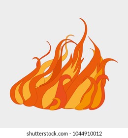 fiery flame, burning fire, ring fire strips, flat style, vector illustration