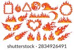 Fiery Flame Design Collection with Burning Borders Hearts Wings Comets and Symbols