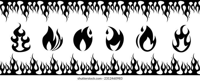 Fiery Flame Line and Icon