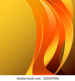 Fiery flame vertcal on a yellow background isolated