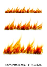 Fiery Flames On White Background Fire Stock Vector (Royalty Free ...