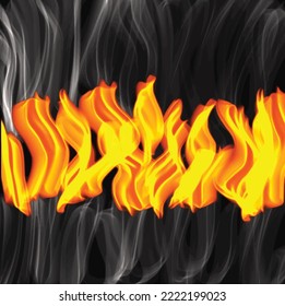 Fiery flames, smoke, burn on a black background.