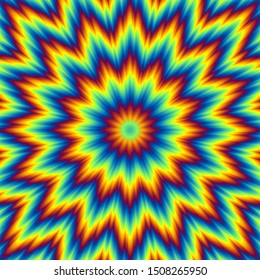 Fiery flower. Optical illusion of movement.