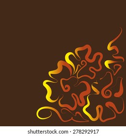 Fiery flowers on a brown background