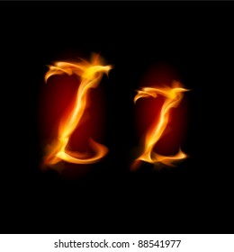 Fiery font. Letter Z. Illustration on black background