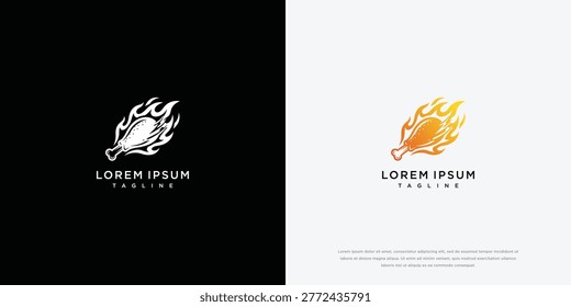 Fiery Fried Chicken Leg Logo Design