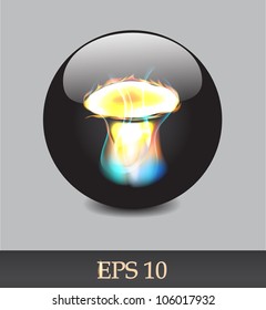 Fiery hat on a black background. Vector illustration EPS10