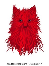 Fiery head of a dog or a wolf. Vector. Symbol of the year 2018. 
