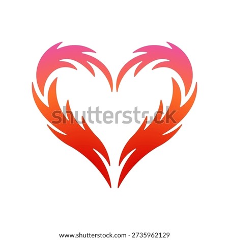 Fiery heart symbol with gradient colors, representing passion and love