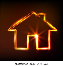 fiery home sign, vector