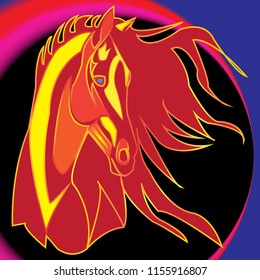 Fiery horse, vector