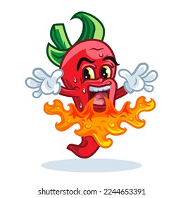 Fiery Hot Chili Character Are Spitting Fire