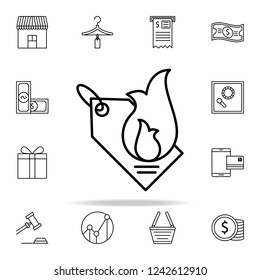 fiery hot discounts icon. online shopping icons universal set for web and mobile