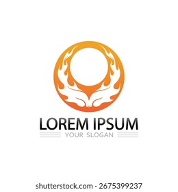 Ilustración ardiente del símbolo del icono del Vector del diseño del logotipo de la llama caliente para el negocio
