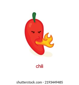 fiery hot peppers kawaii doodle flat cartoon vector illustration