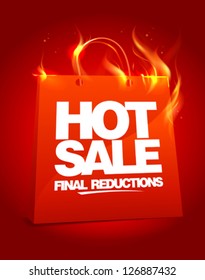 Fiery hot sale design with shopping bag. Eps10 Vector.