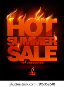 Fiery hot summer sale design template. Eps10 Vector.