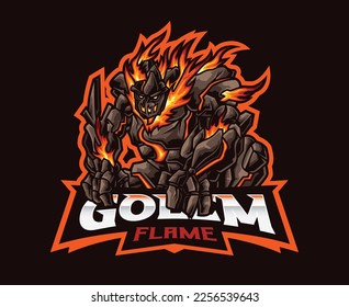 Fiery Inferno Golem Logo Mascot. Representing the Heat and Power of Fire