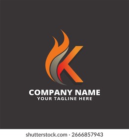  Logotipo 'K' Fiery para uma marca dinâmica