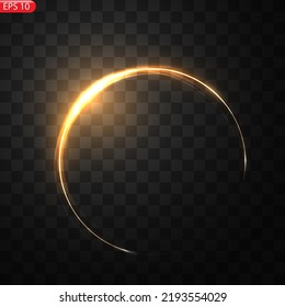 Los círculos de la luz intensa brillan, brillan brillantemente dorado