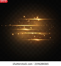 Fiery light circles glow effect, sparkling golden glitter