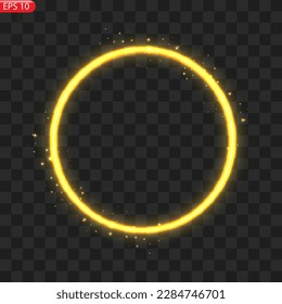 Fiery light circles glow effect, sparkling golden glitter