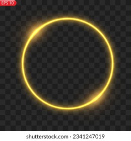 Fiery light circles glow effect, sparkling golden glitter
