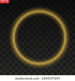 Fiery light circles glow effect, sparkling golden glitter