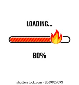 Fiery loading bar. Progress vector illustration.