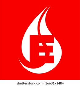 Fiery logo E vector. simple modern