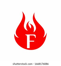 Fiery logo F vector. simple modern
