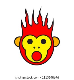 Fiery monkey. Vector illustration.