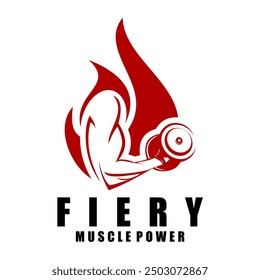  fiery muscle power logo illustration desin vector suitable for suplemen logo etc